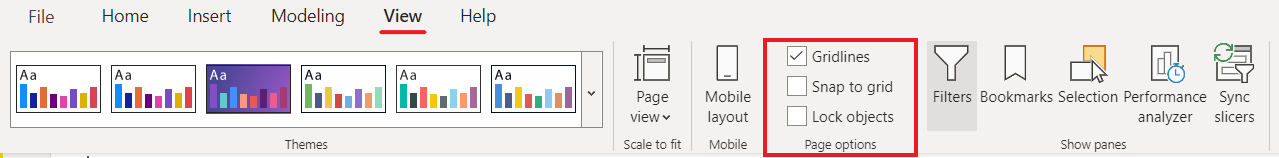 Power BI Gridlines Option