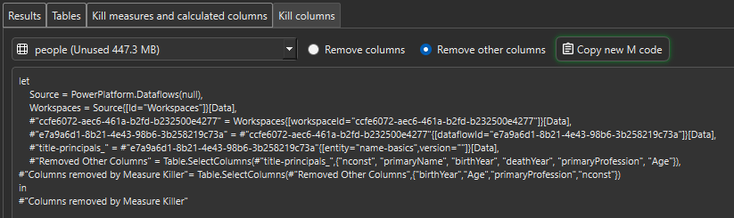 Killing Power Query columns