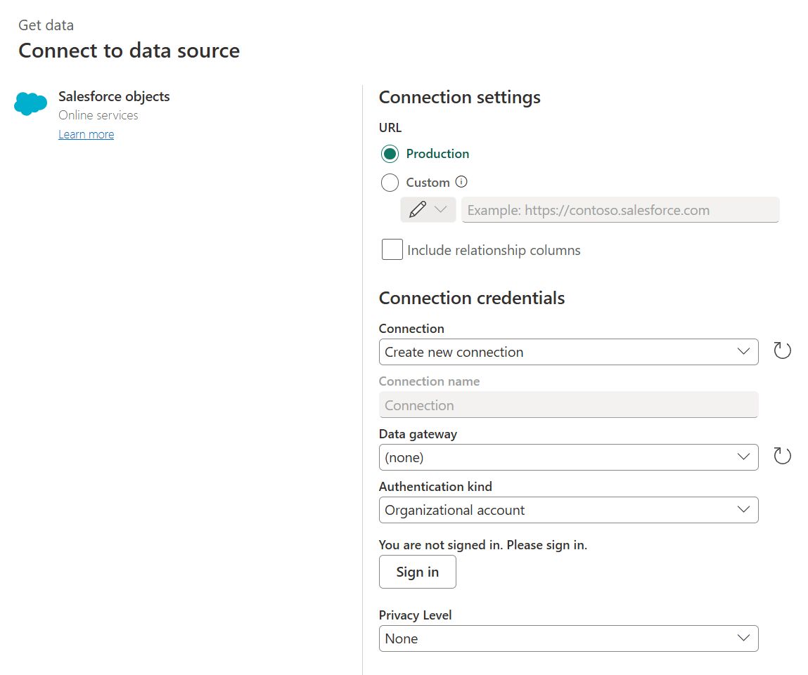 Salesforce Objects connector in Power BI Desktop