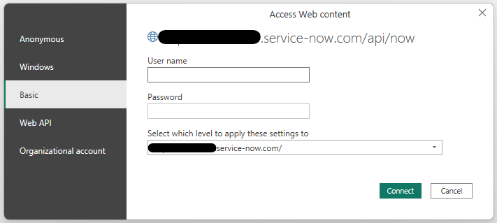 Power BI basic authentication