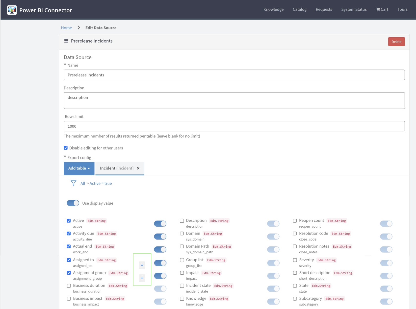 AlphaServe ServiceNow Power BI connector