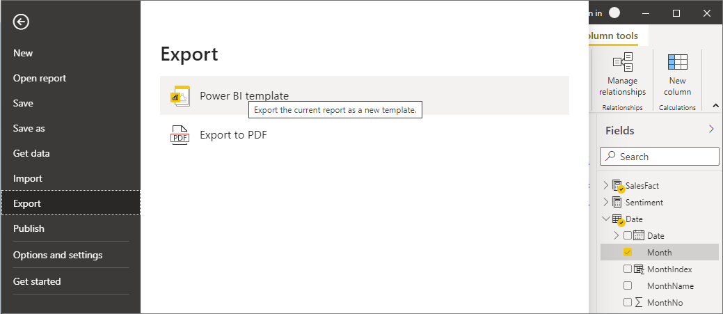 Export options